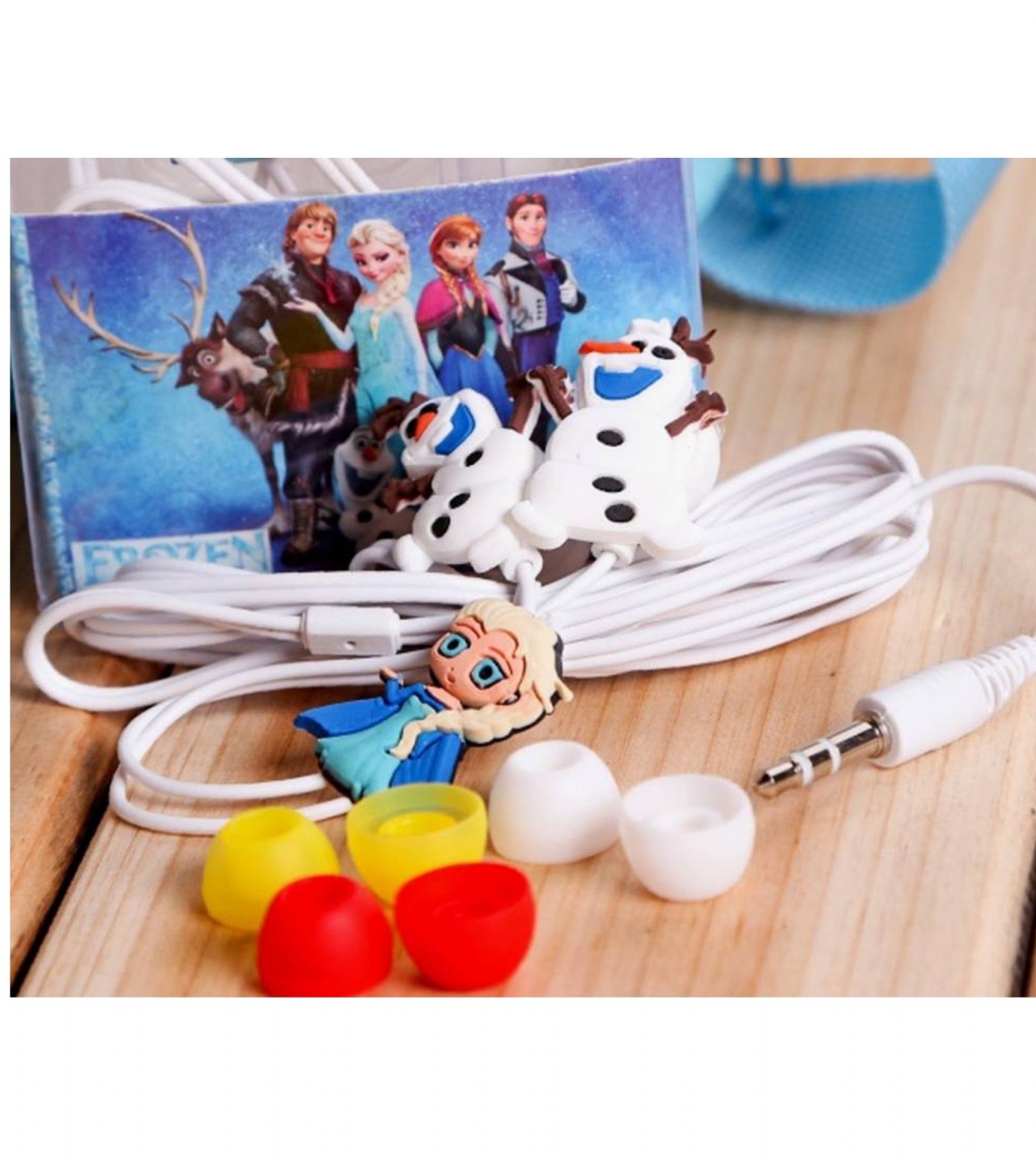 Frozen Ear Phones Cartoon Hand free - White