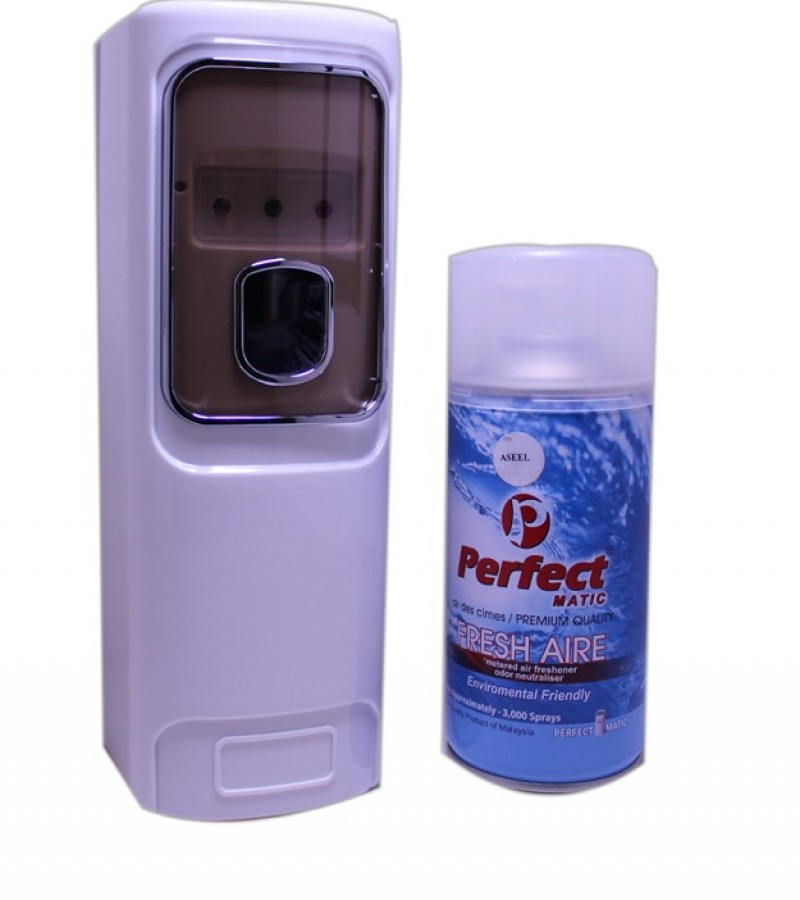 Automatic LED Sensor Air Freshener Dispenser with Free Perfect Matic Fresh Air 300 ml Bottle - White