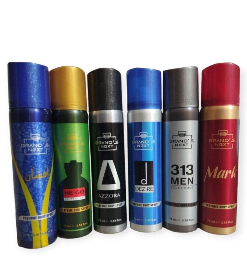 Pack of 6 - Multi Fragrance Deodorants (Body Spray) For Unisex - 75 ml Each