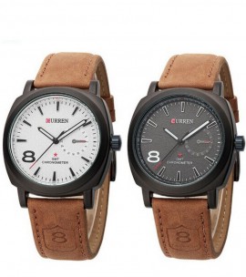 Pack of 2 Curren Leather Strap Watch for Men Brown Sale price Buy online in Pakistan kureshicollections.farosh.pk